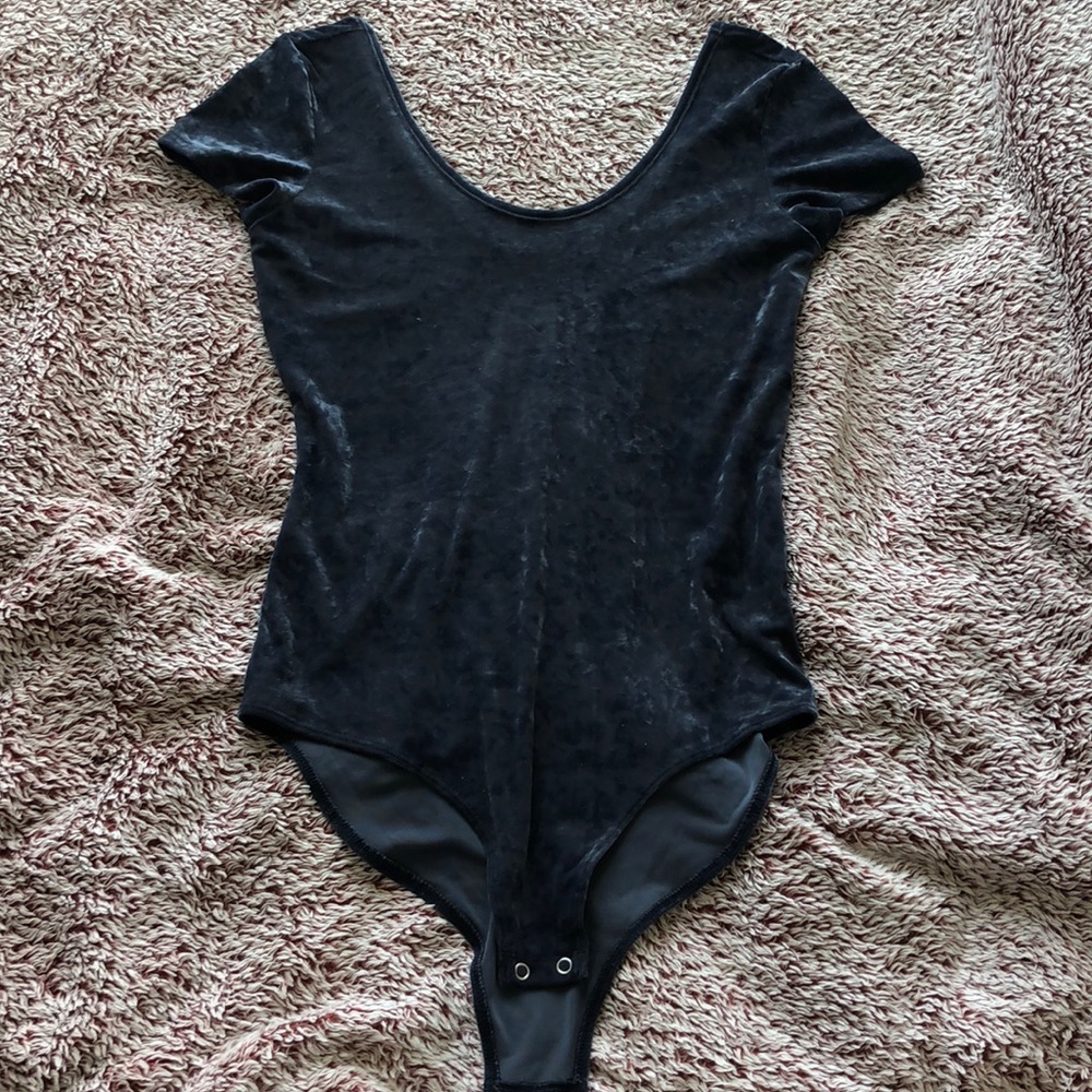 Navy Blue Velvet Bodysuit